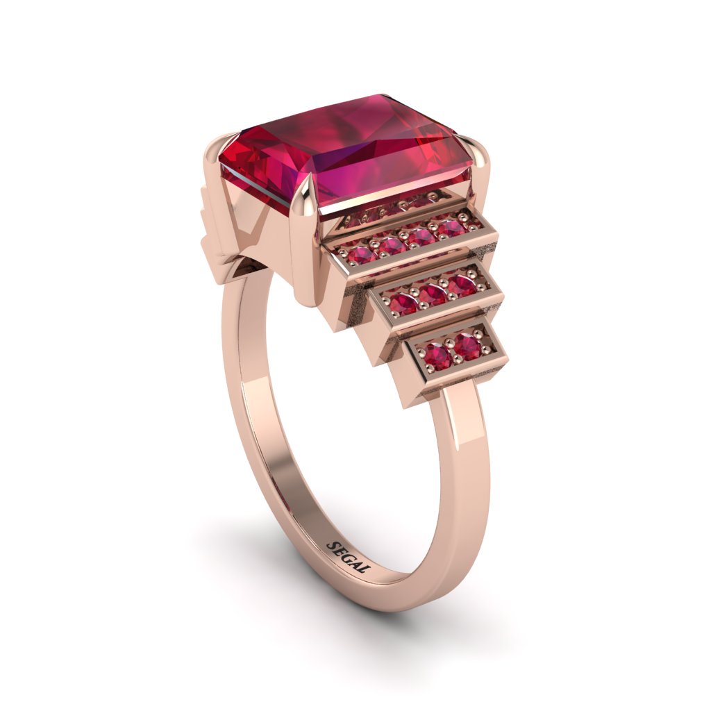Unique Geometric Radiant Ruby Engagement Ring - Wilma No. 56