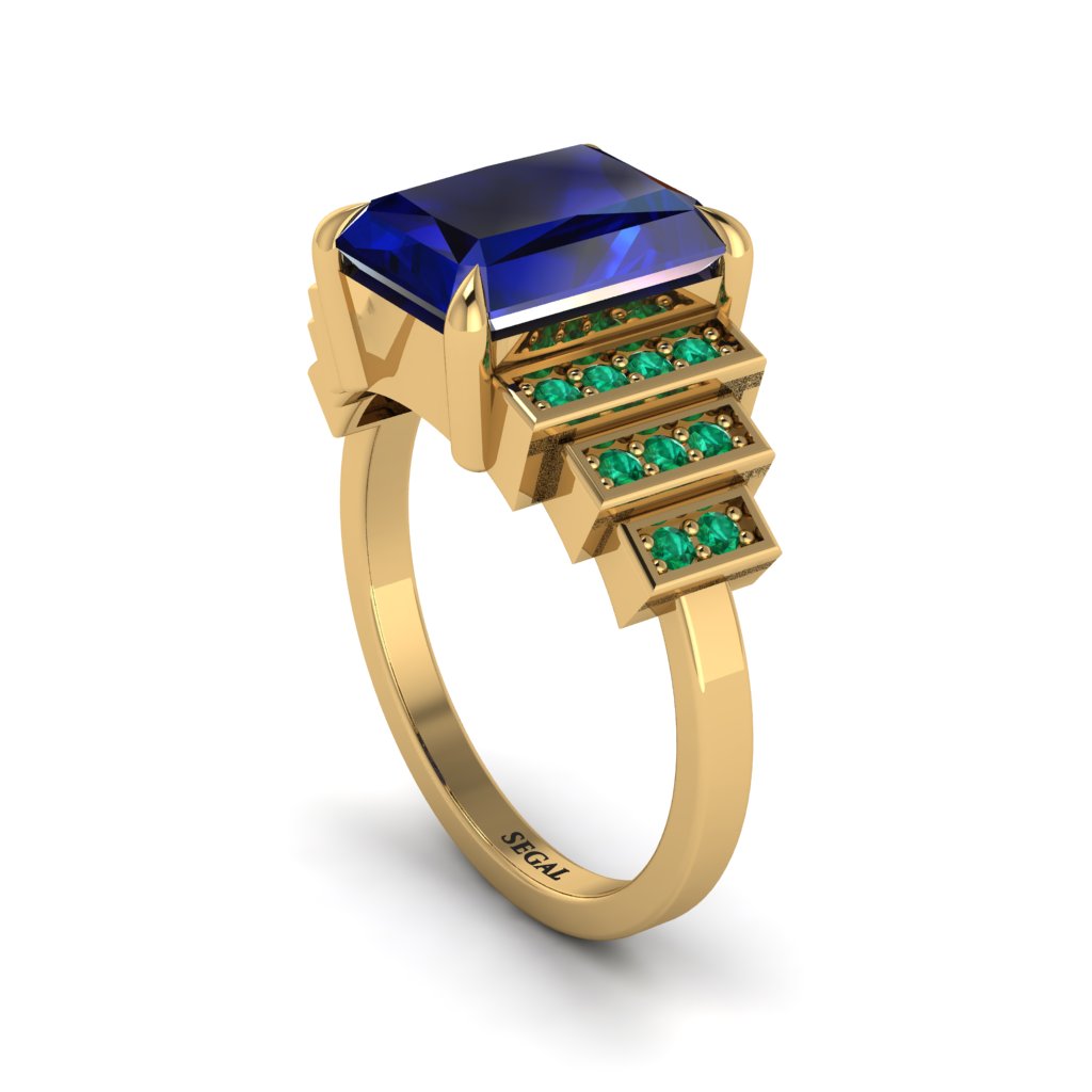 Unique Geometric Radiant Sapphire Engagement Ring - Wilma No. 28