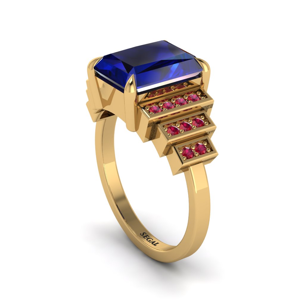Unique Geometric Radiant Sapphire Engagement Ring - Wilma No. 58