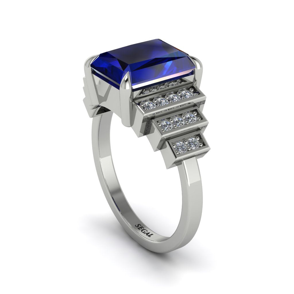 Unique Geometric Radiant Sapphire Engagement Ring - Wilma No. 15