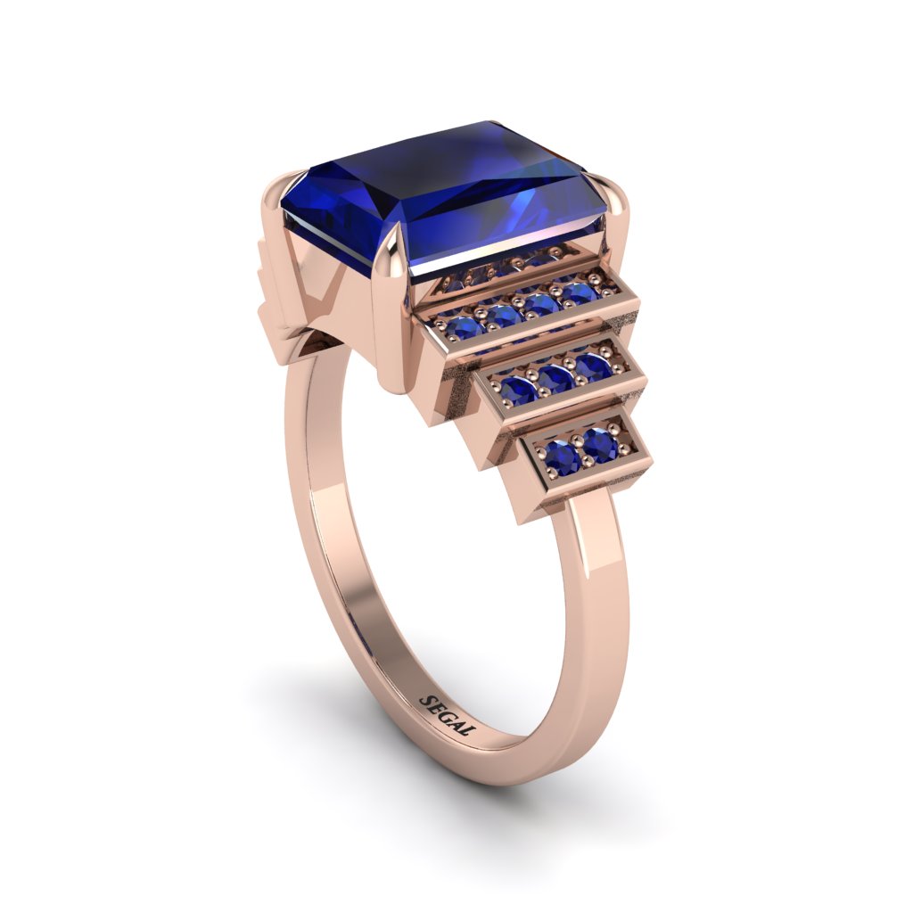 Unique Geometric Radiant Sapphire Engagement Ring - Wilma No. 74