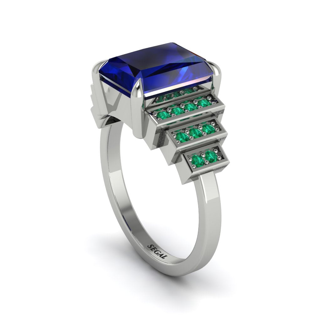 Unique Geometric Radiant Sapphire Engagement Ring - Wilma No. 30