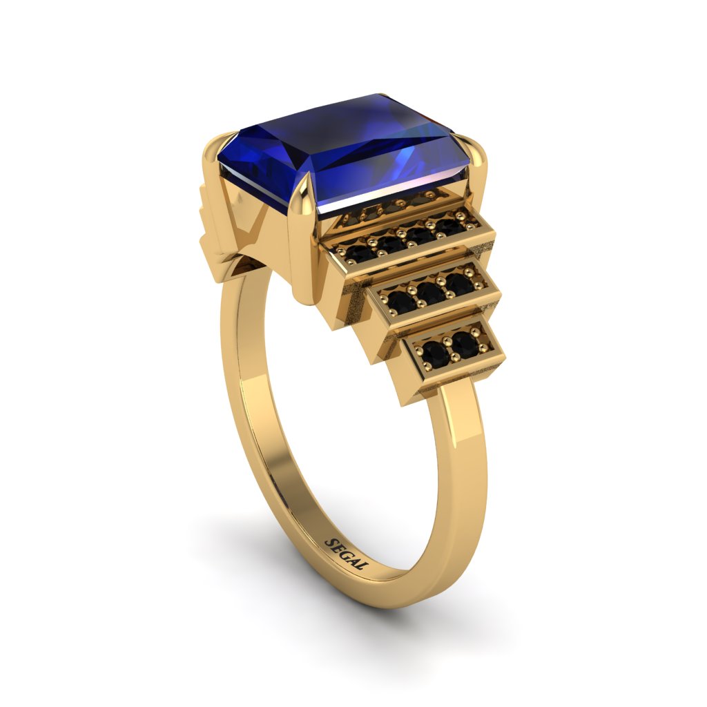 Unique Geometric Radiant Sapphire Engagement Ring - Wilma No. 43