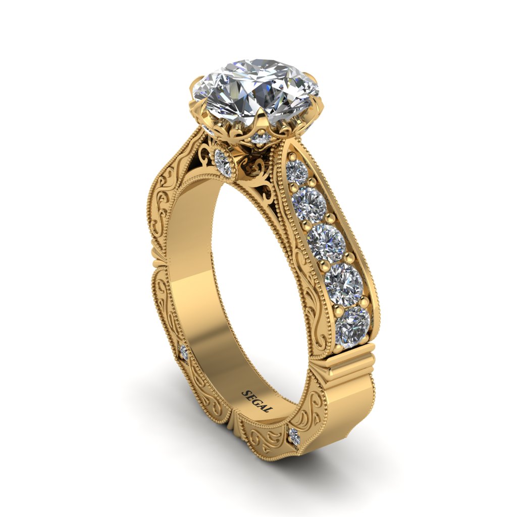 Diamond Victorian Scroll Engagement Ring - Kehlani No. 1