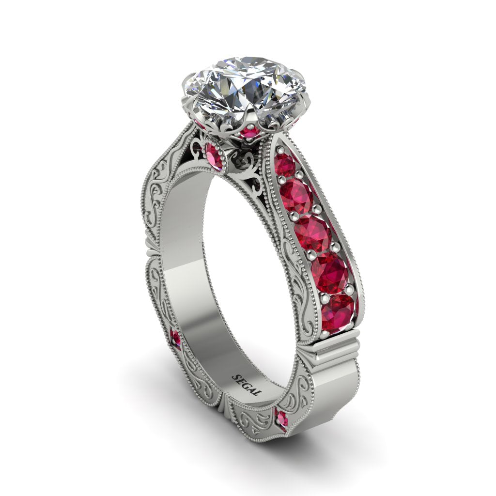 Diamond Victorian Scroll Engagement Ring - Kehlani No. 48