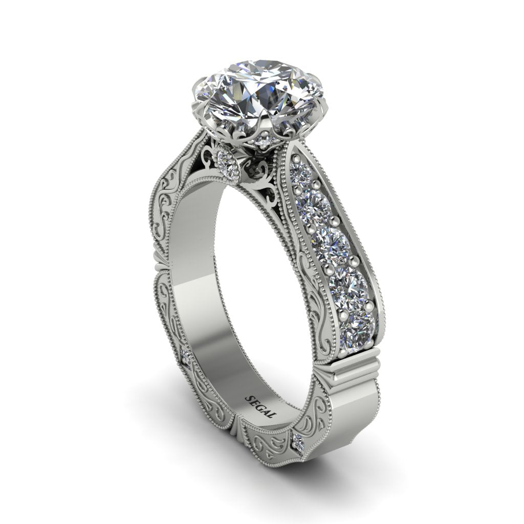 Diamond Victorian Scroll Engagement Ring - Kehlani No. 3
