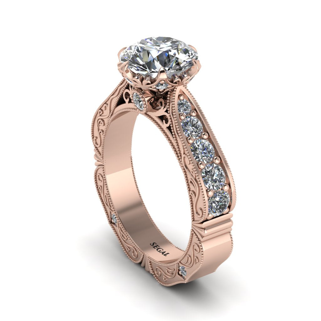 Diamond Victorian Scroll Engagement Ring - Kehlani No. 2