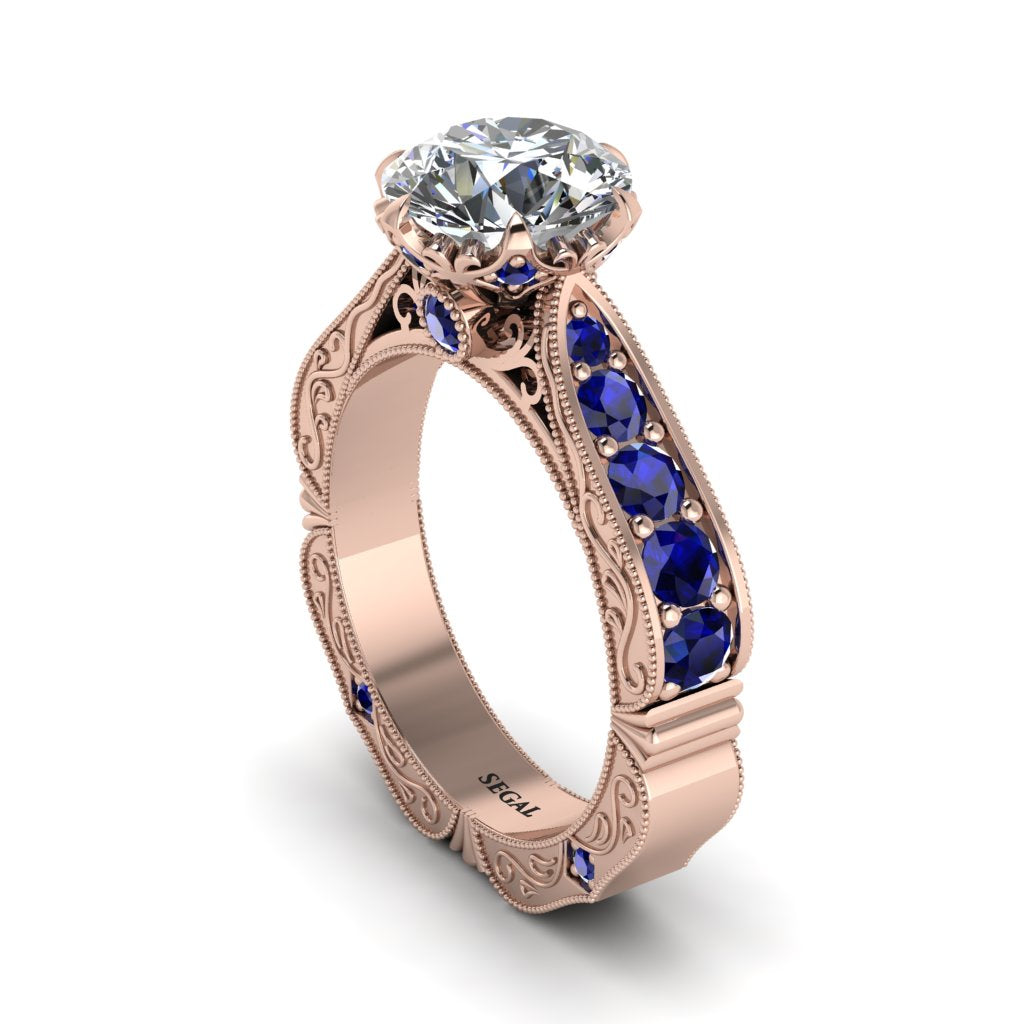 Diamond Victorian Scroll Engagement Ring - Kehlani No. 62