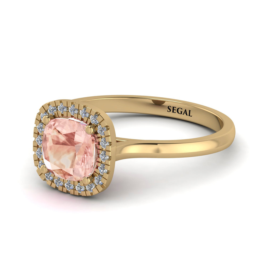 Vintage Classic Halo Cushion Morganite Ring - Skylar No. 901
