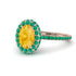 Oval Citrine Halo Hidden Emeralds Ring - Amy No. 605 image 1