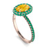 Oval Citrine Halo Hidden Emeralds Ring - Amy No. 605 image 2