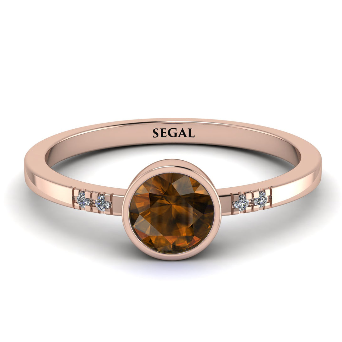 Bezel Minimalist Brown Diamond Ring - Kinsley No. 1102