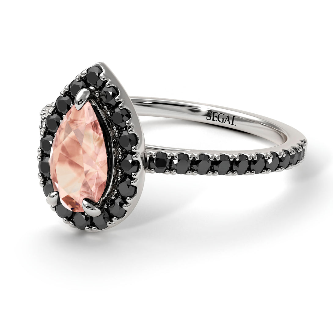 Pear Shaped Halo Morganite Ring - Janet No. 906