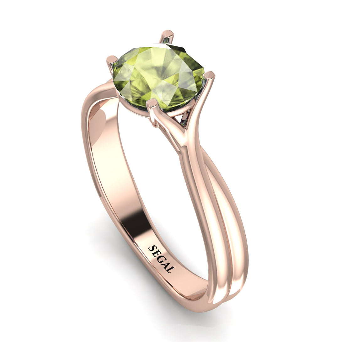 Solitaire Twist Shank Peridot Ring - Eleanor No. 702
