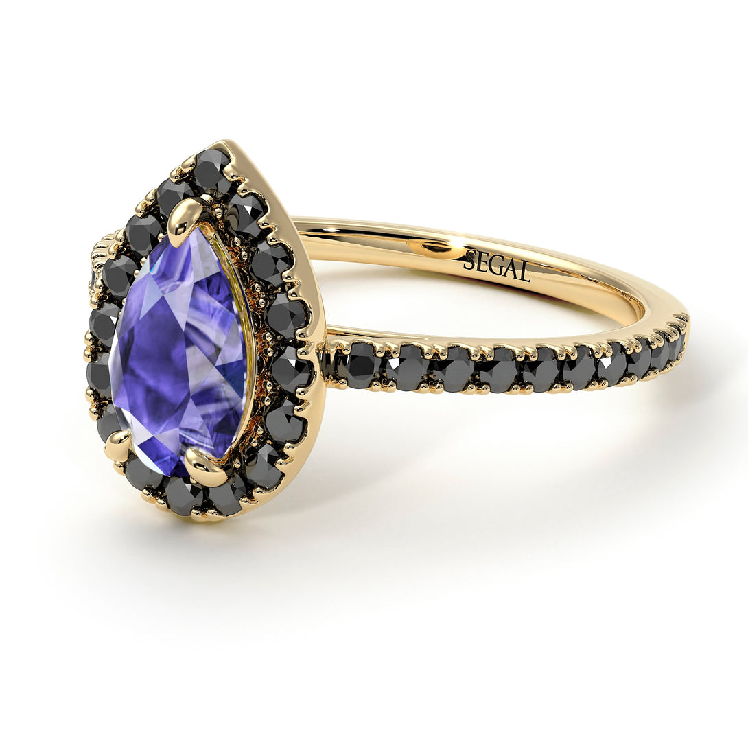 Pear Shaped Halo Tanzanite Ring - Janet No. 204
