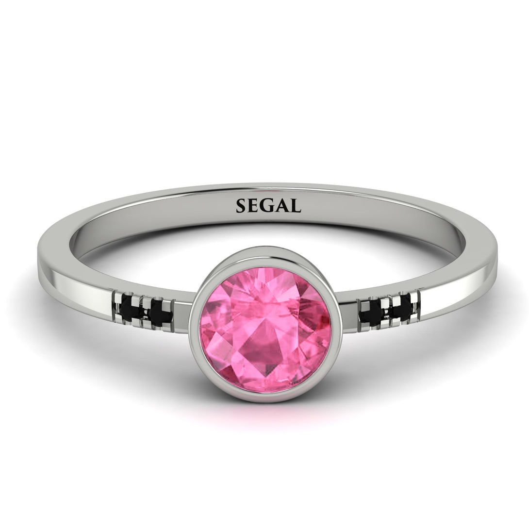 Bezel Minimalist Pink Moissanite Ring - Kinsley No. 806
