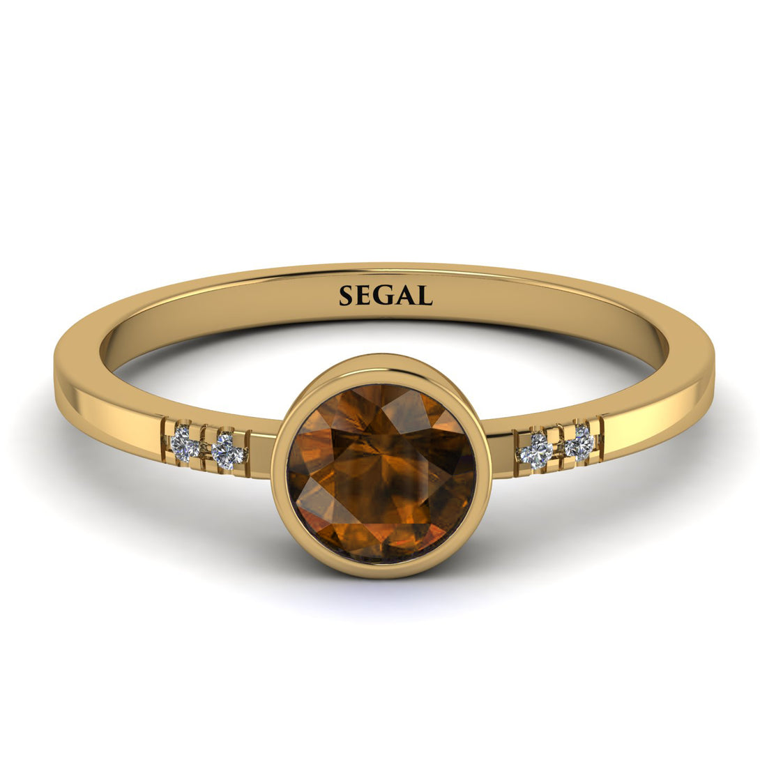 Bezel Minimalist Brown Diamond Ring - Kinsley No. 1101