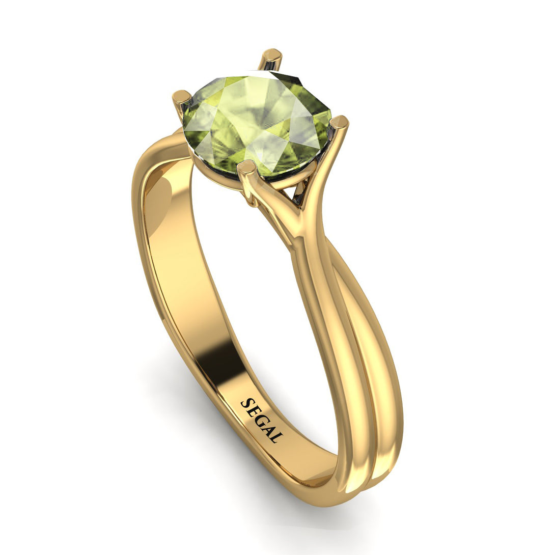 Solitaire Twist Shank Peridot Ring - Eleanor No. 701