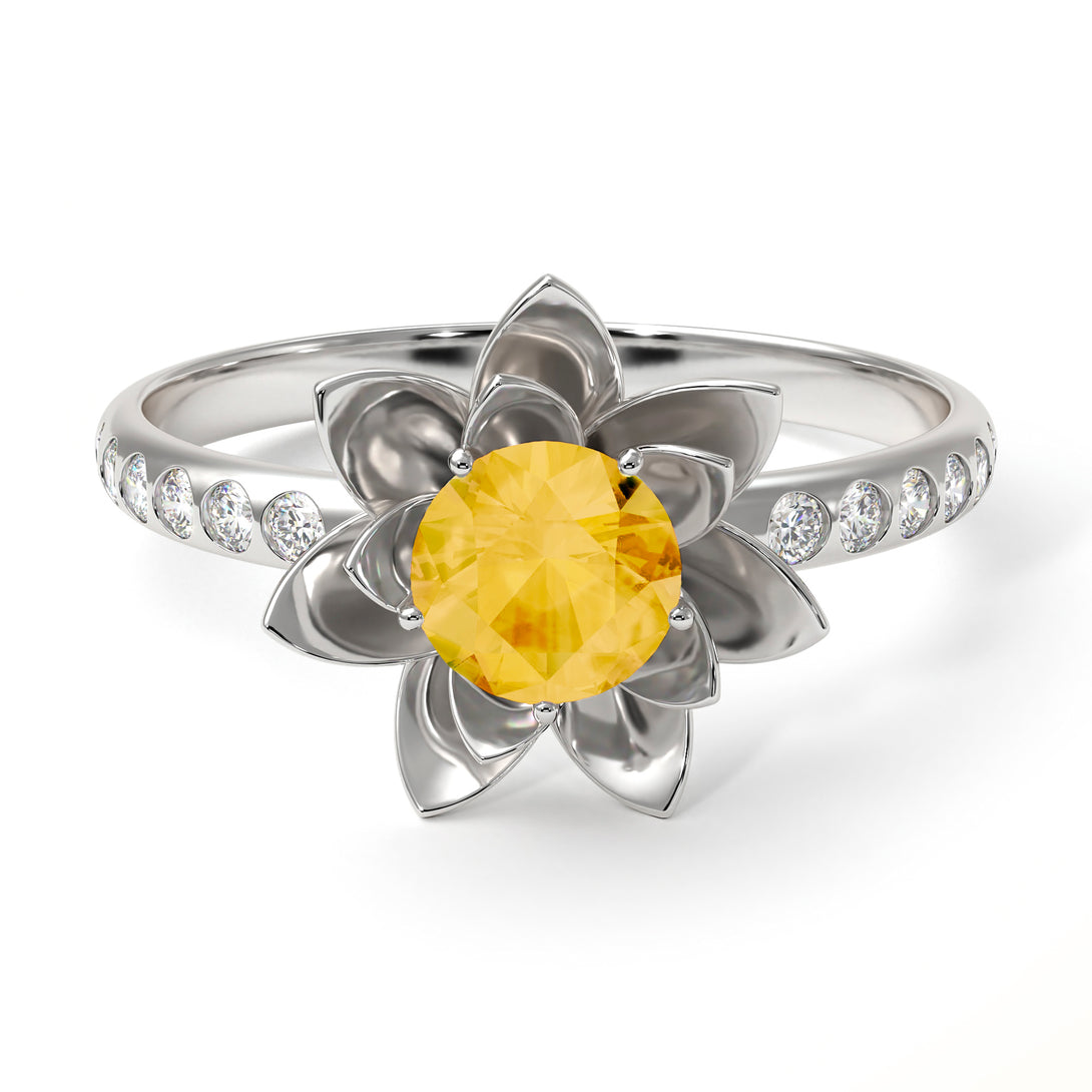 Lotus Flower Citrine ring - Lotus no. 603