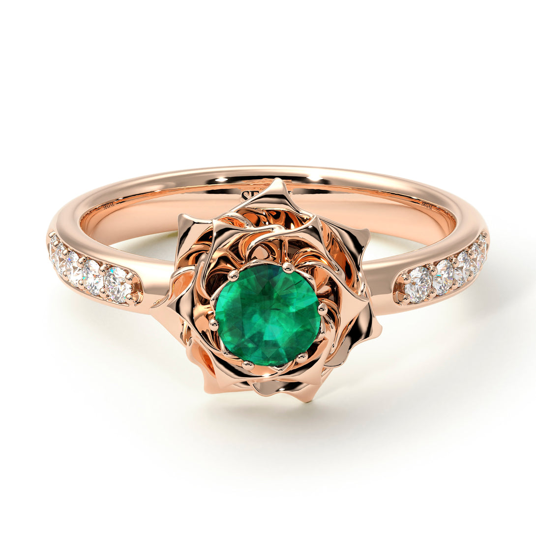 A lady's Rose Emerald Ring - Elena no. 17
