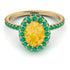Oval Citrine Halo Hidden Emeralds Ring - Amy No. 604 image 3