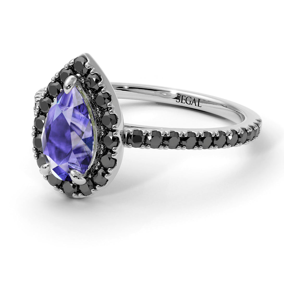 Pear Shaped Halo Tanzanite Ring - Janet No. 206