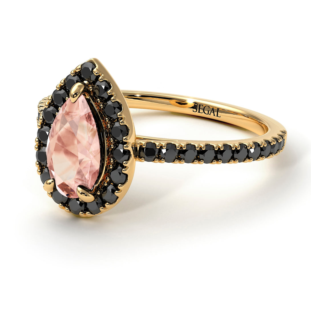 Pear Shaped Halo Morganite Ring - Janet No. 904
