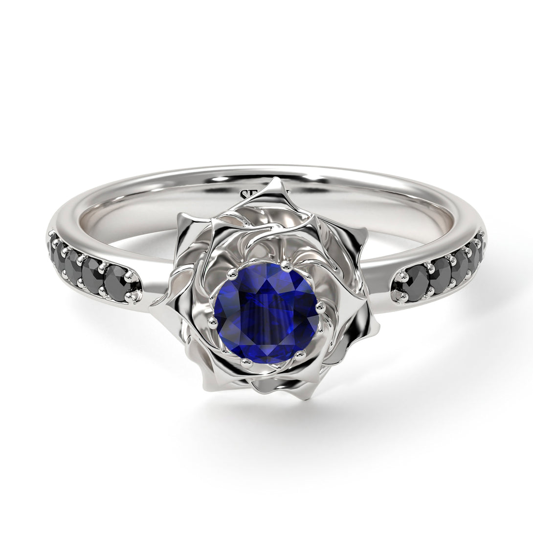 A lady's Rose Blue Sapphire Ring- Elena no. 24
