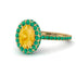 Oval Citrine Halo Hidden Emeralds Ring - Amy No. 604 image 1