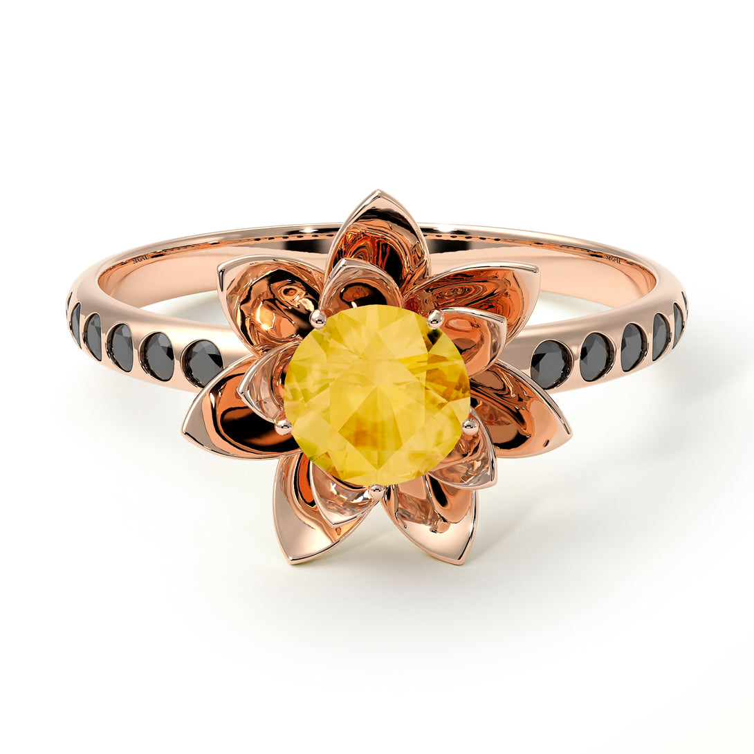 Lotus Flower Citrine ring - Lotus no. 605