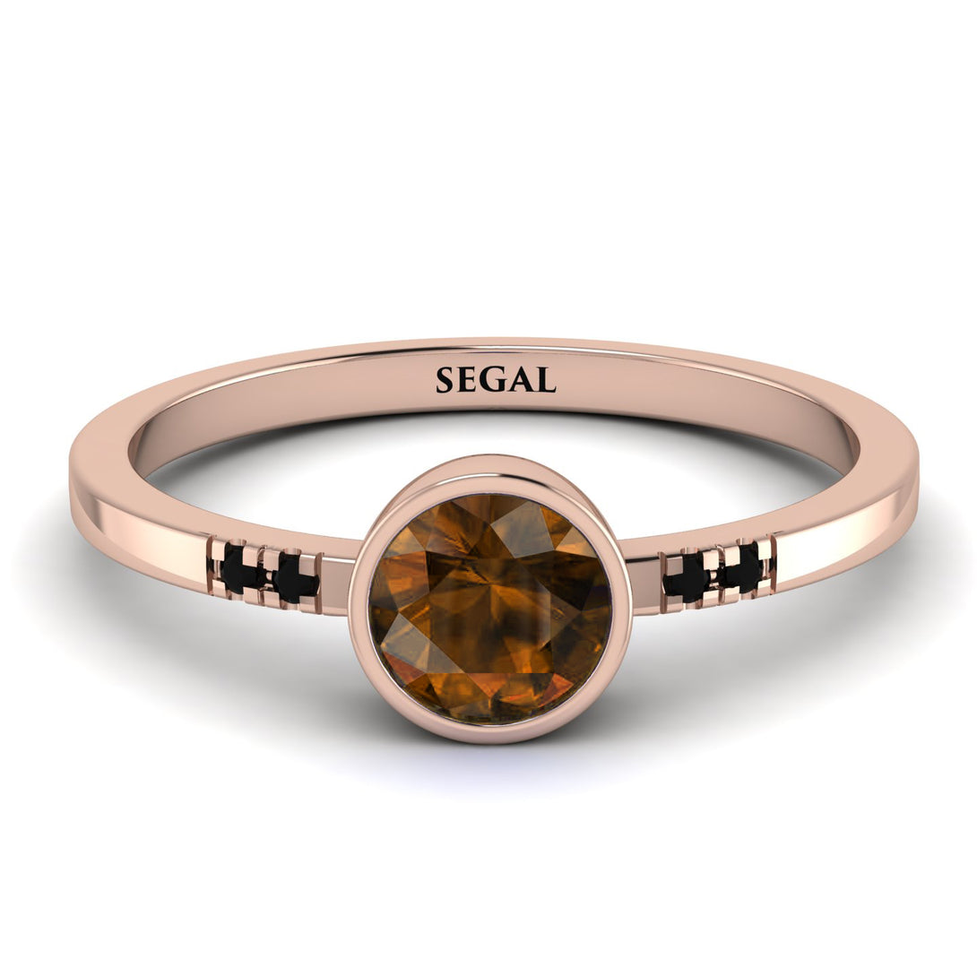 Bezel Minimalist Brown Diamond Ring - Kinsley No. 1105