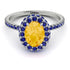 Oval Citrine Halo Hidden Sapphires Ring - Amy No. 615 image 3