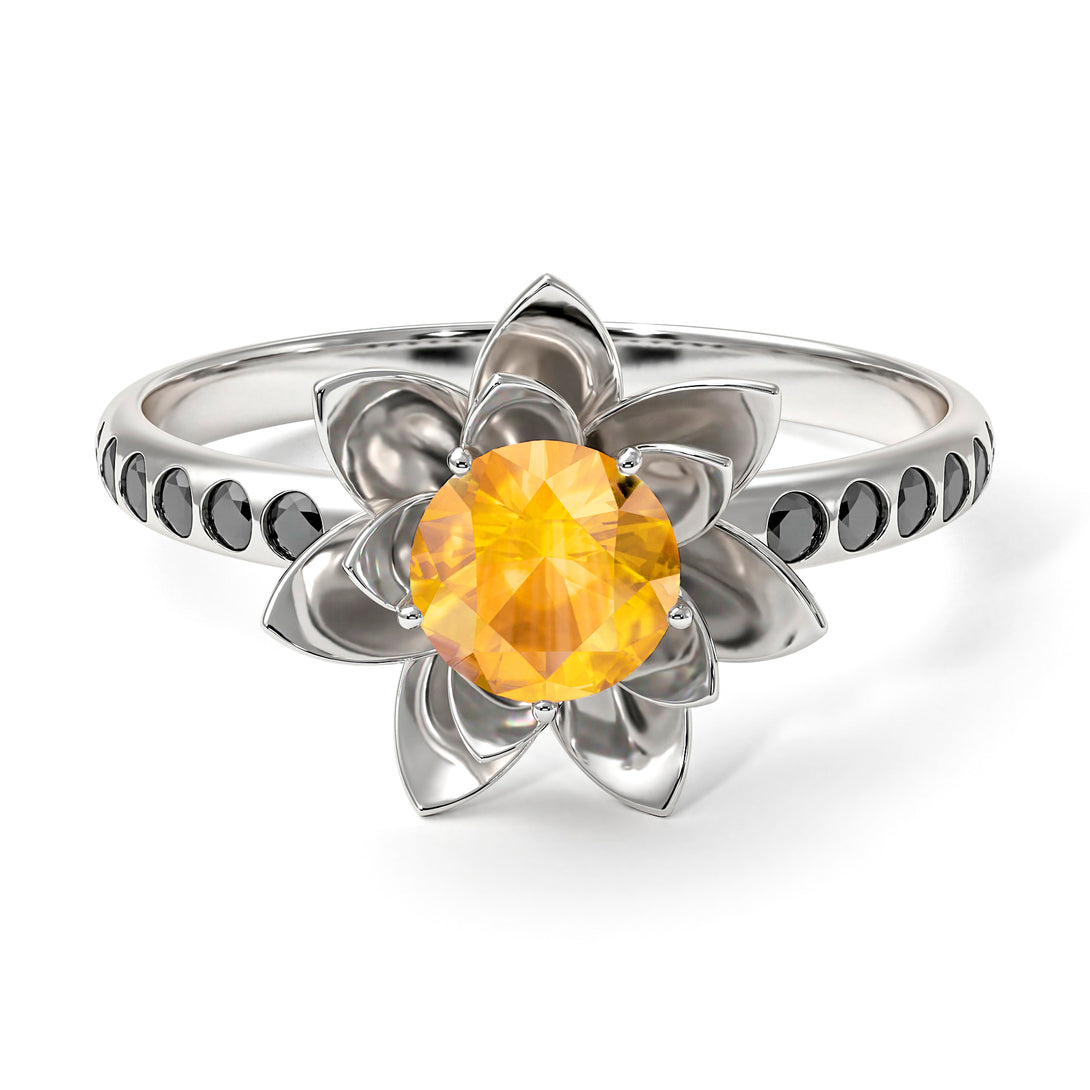 Lotus Flower Yellow Diamond ring - Lotus no. 1006