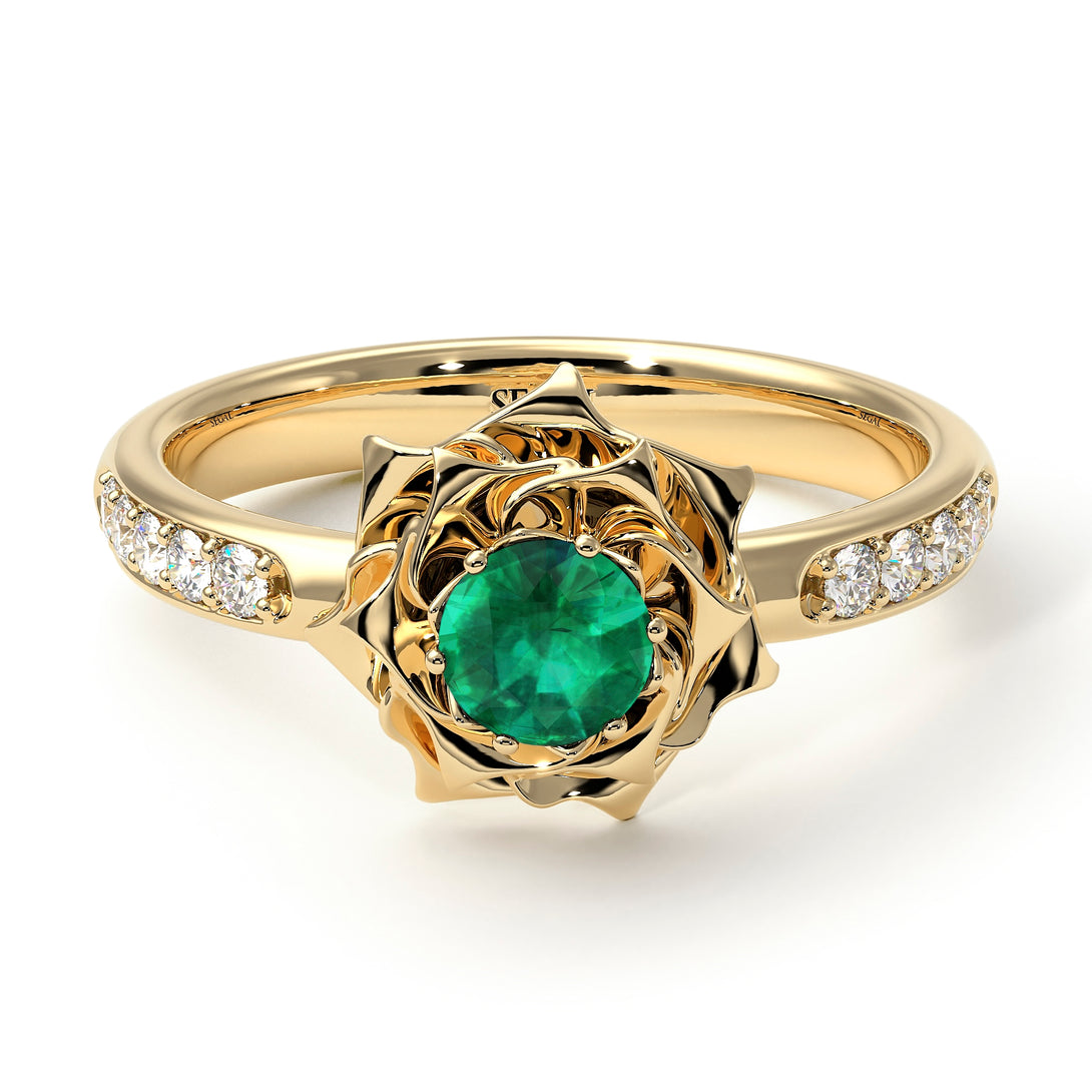 A lady's Rose Emerald Ring - Elena no. 16