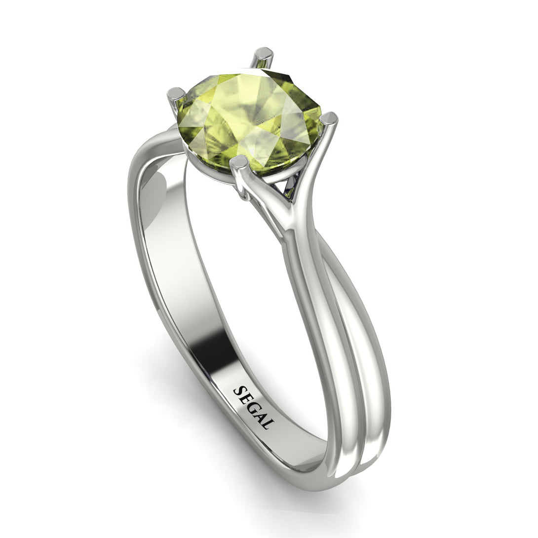 Solitaire Twist Shank Peridot Ring - Eleanor No. 703