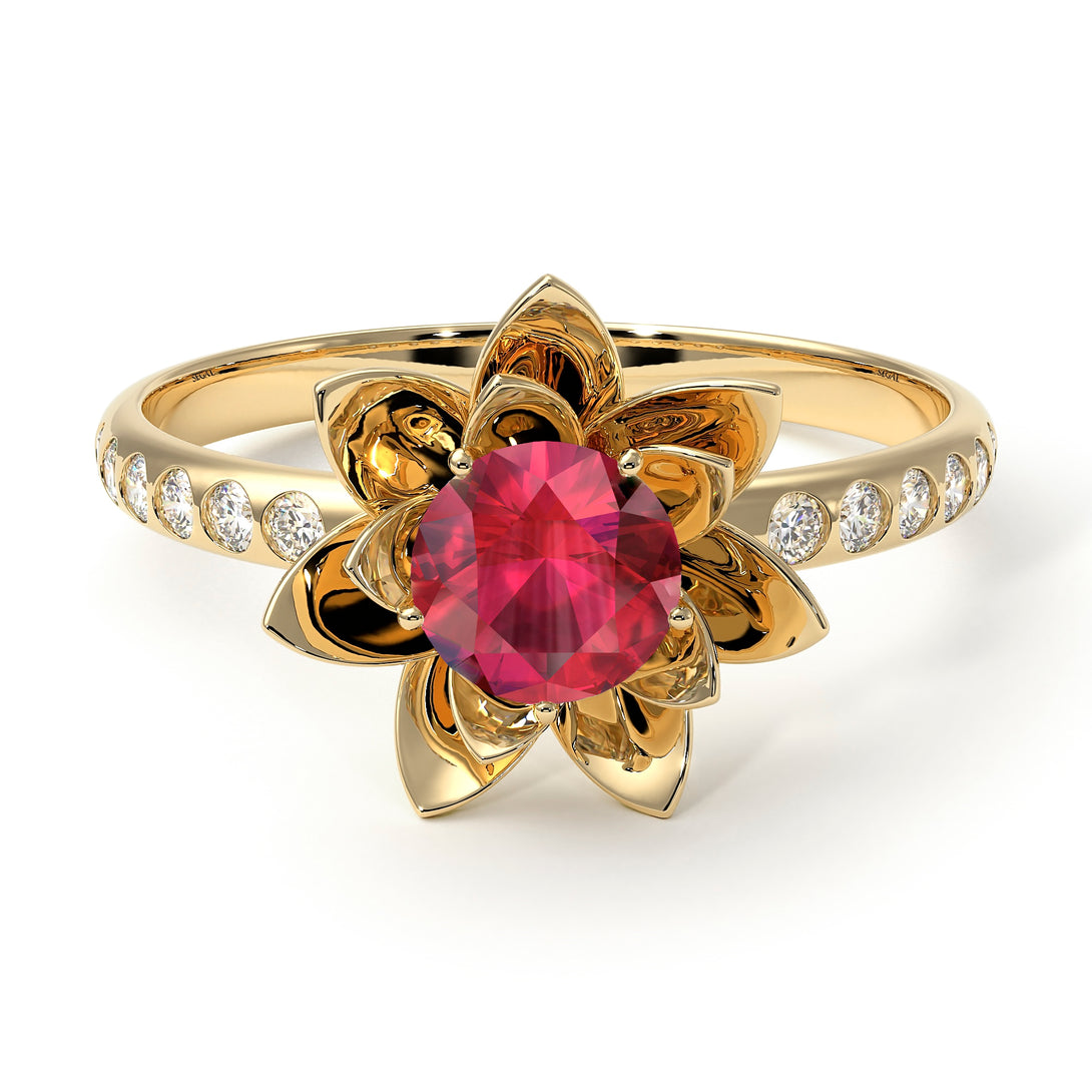 Lotus Flower Ruby ring - Lotus no. 13
