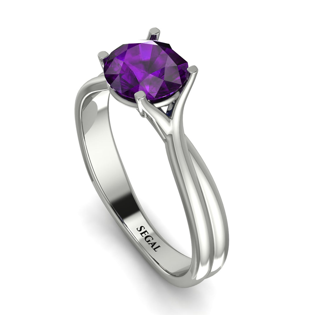 Solitaire Twist Shank Amethyst Ring - Eleanor No. 303
