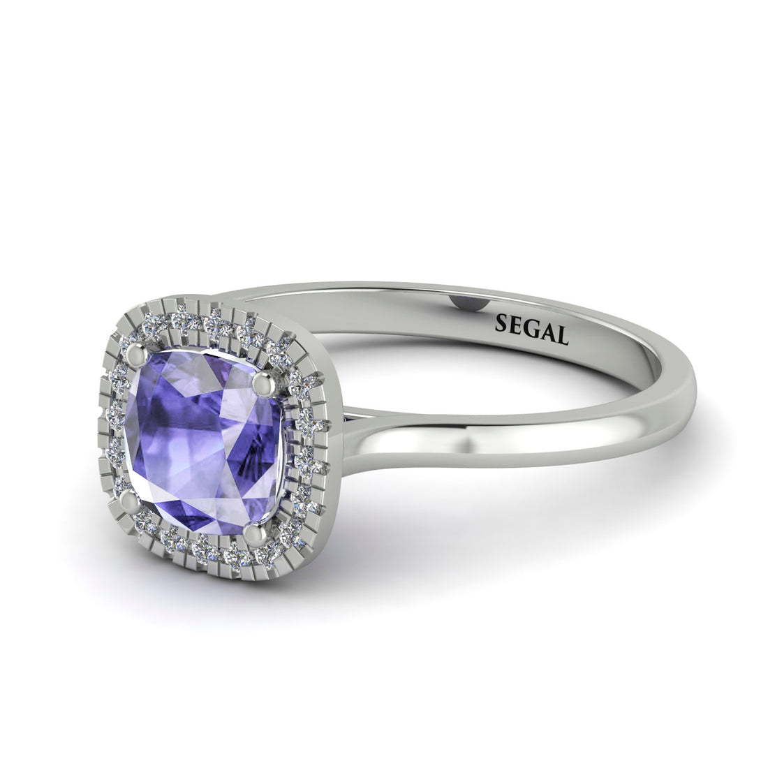 Vintage Classic Halo Cushion Tanzanite Ring - Skylar No. 203