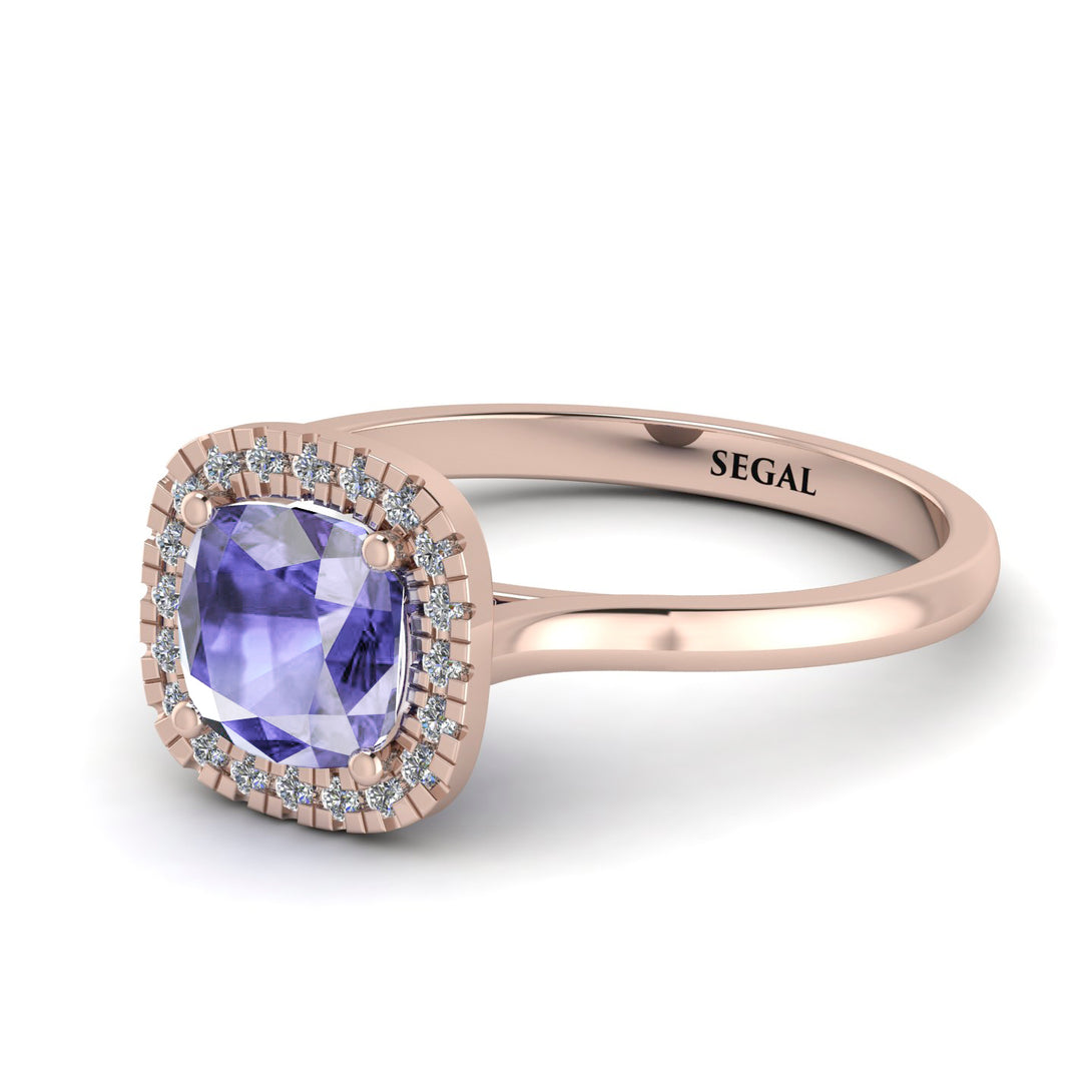 Vintage Classic Halo Cushion Tanzanite Ring - Skylar No. 202
