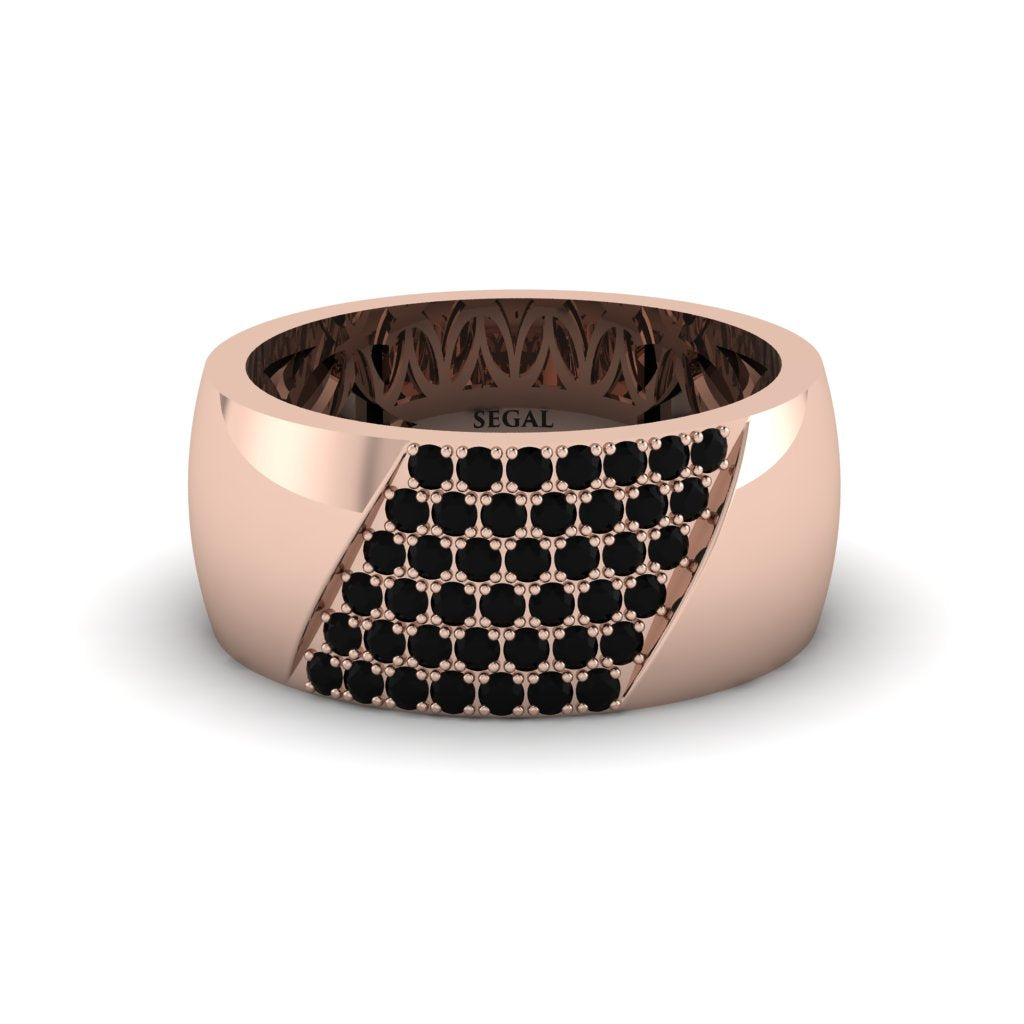 Black Diamond Wide Men's Wedding Band - Ash No. 8