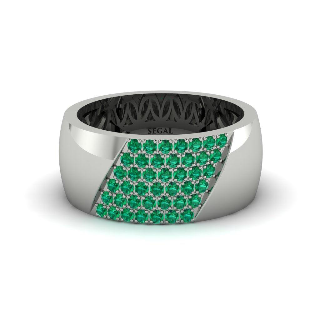 Emerald Wide Men's Wedding Band - Ash No. 6