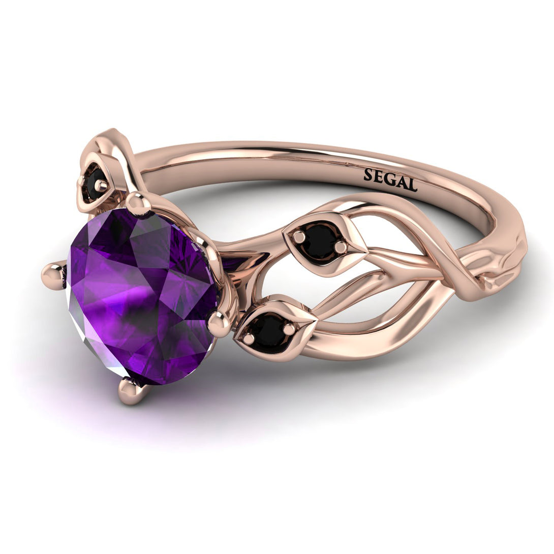 Amethyst Blossom 14K Golden Nature Inspired Engagement Ring - Haley No. 308