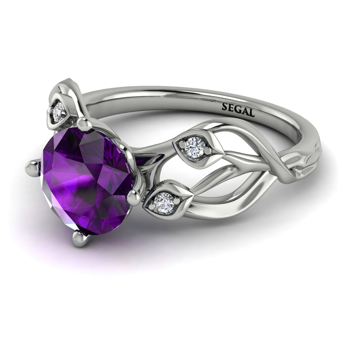 Amethyst Blossom 14K Golden Nature Inspired Engagement Ring - Haley No. 303