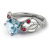 Aquamarine Blossom 14K Golden Nature Inspired Engagement Ring - Haley No. 412 image 1