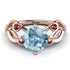 Aquamarine Blossom 14K Golden Nature Inspired Engagement Ring - Haley No. 411 image 3