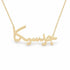 جيسيكا name necklace in solid 14K Yellow Gold, handmade in Los Angeles