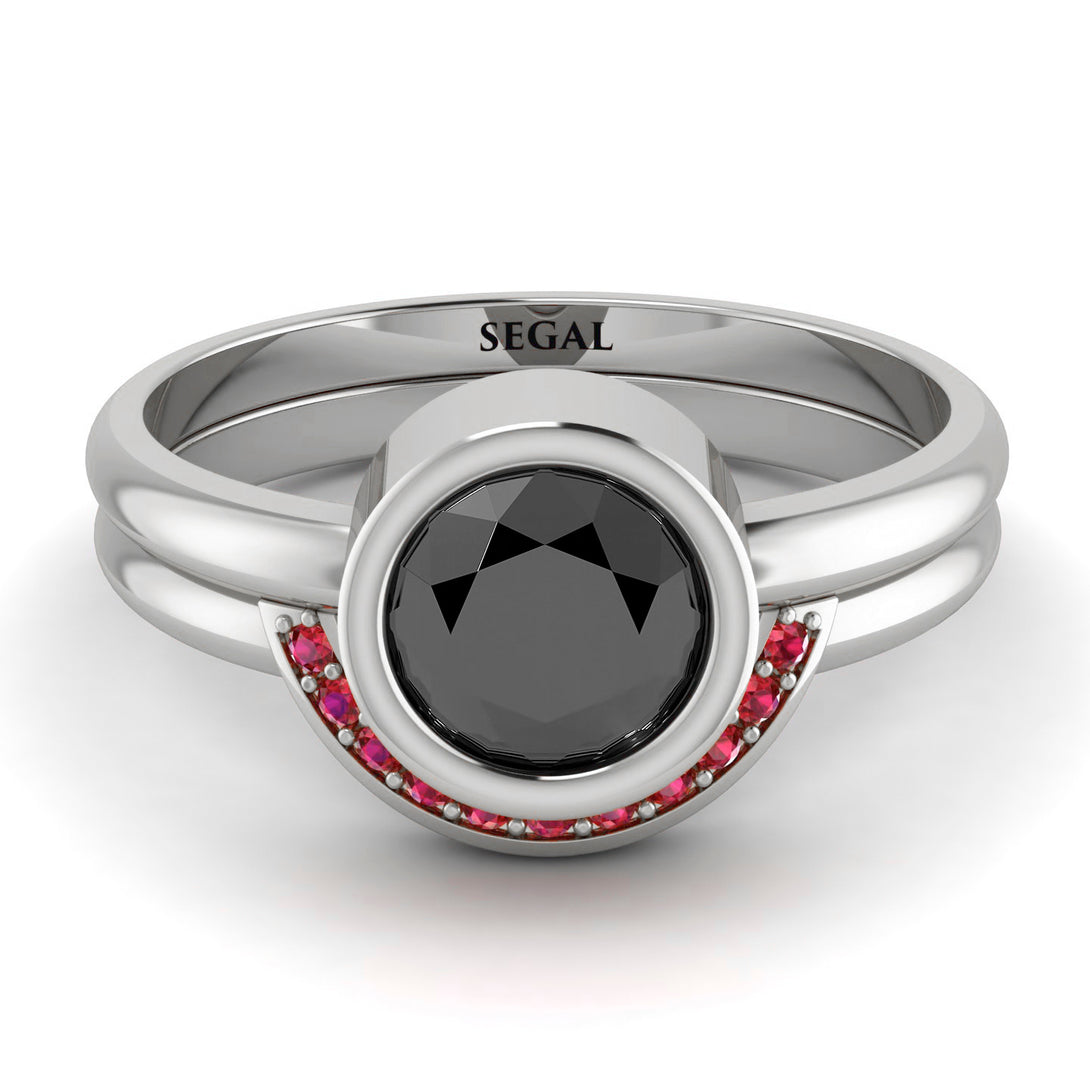 Bezel Black Diamond Bridal Set - Emerson No. 54