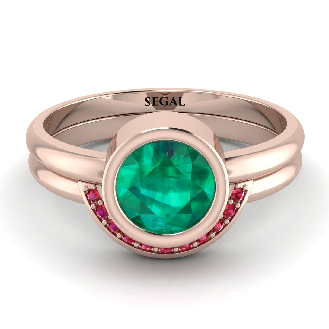 Bezel Emerald Bridal Set - Emerson No. 50