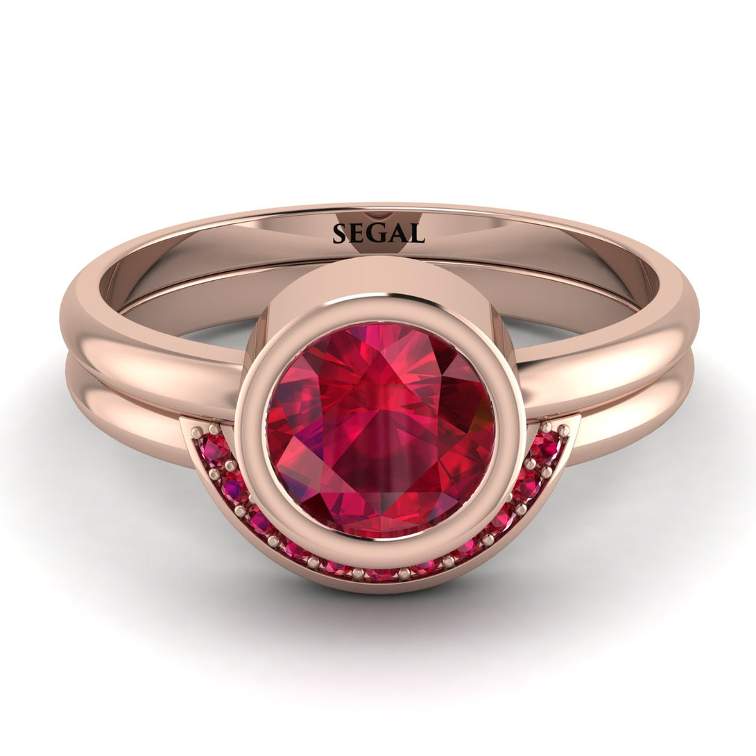 Bezel Ruby Bridal Set - Emerson No. 56