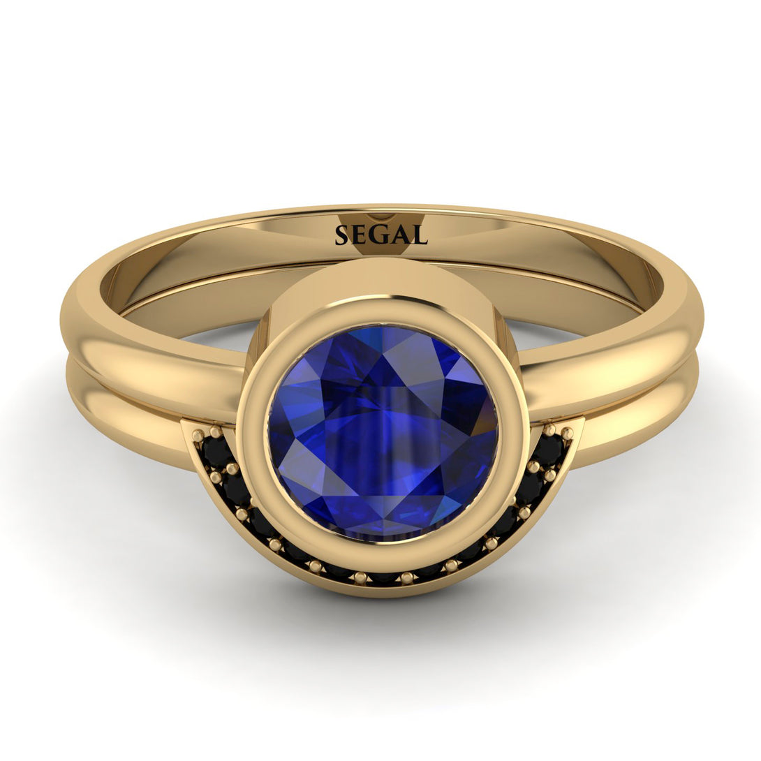 Bezel Sapphire Bridal Set - Emerson No. 43